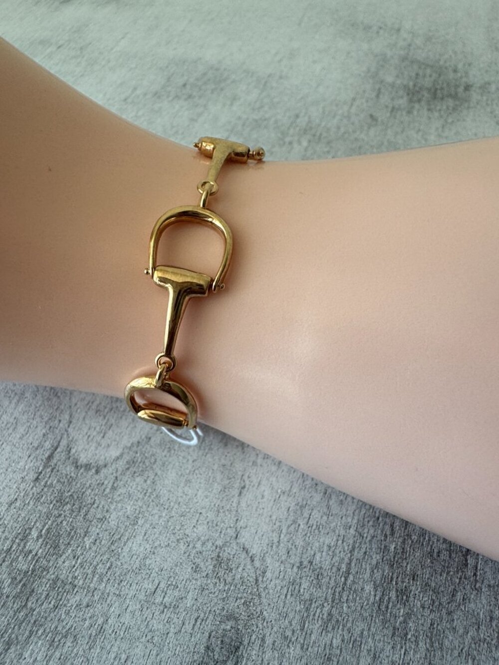 Mia Fiore Dyadema Gold Plated Bronze Horsebit Link Flat Chain Bracelet Italy